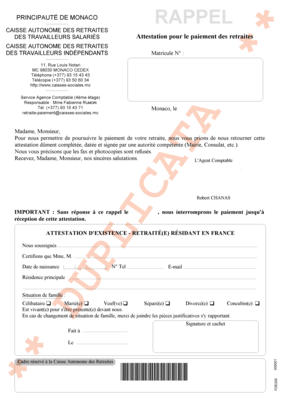 Rappel Attestation D Existence Pour Les Retraites Residant